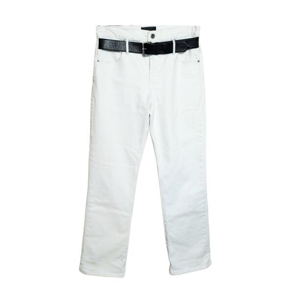 RtA Dexter Belted Boyfriend Straight Jeans White Black Leather $325 XS - Picture 3 of 12